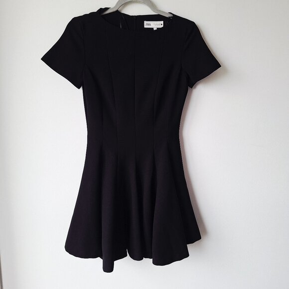 ZARA Godet Mini Dress ZW Collection - Black - Picture 3 of 10